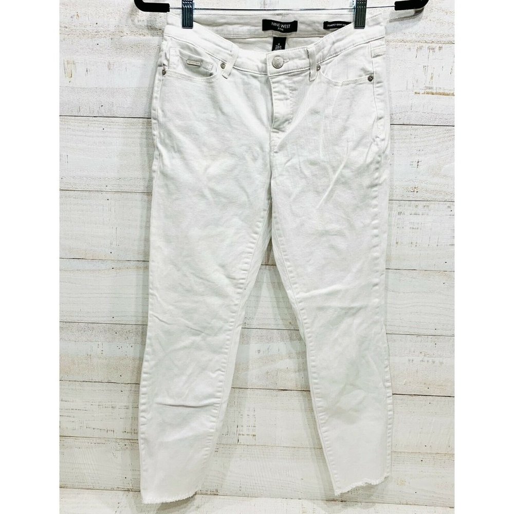 Nine West Capri White Jeans Denim Gramercy Skinny Ankle Women’s Size 4